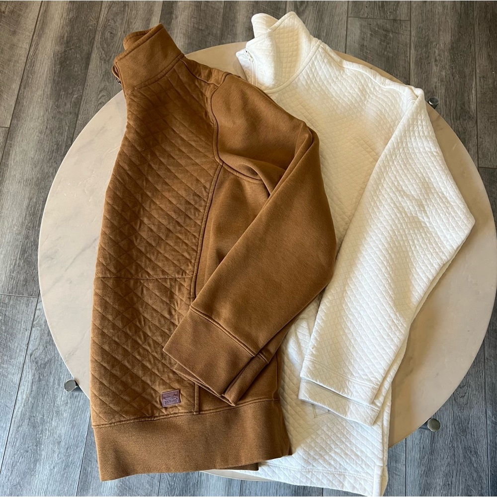 L.L. Bean Brown and White Quilted Sweatshirts